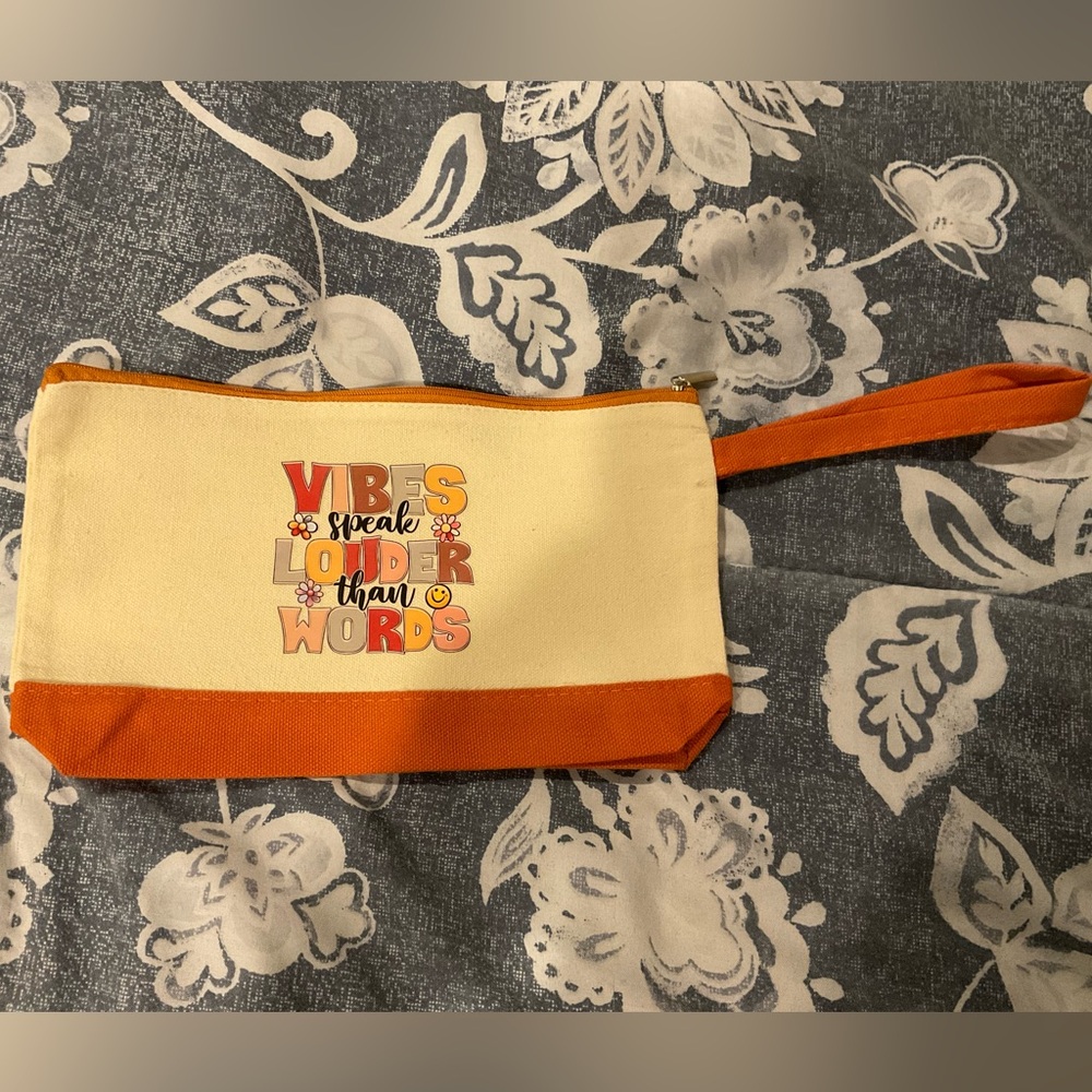 Orange and Cream Canvas Pouch